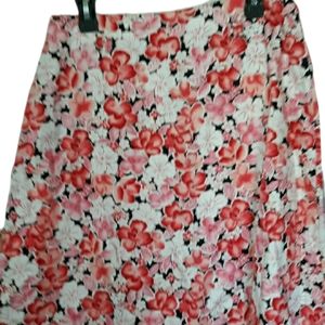 Womens Size Large P Notations Pink Black & White Floral Skirt
